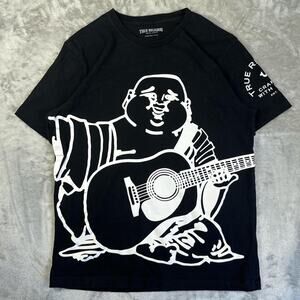 True Religion Buddha Guitar Graphic Tee Black Men’s Size Medium Streetwear Shirt